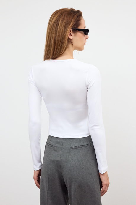 Beyaz Bisiklet Yaka Basic Body