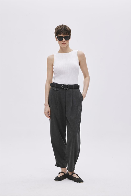 Beyaz Fitilli Triko Bluz