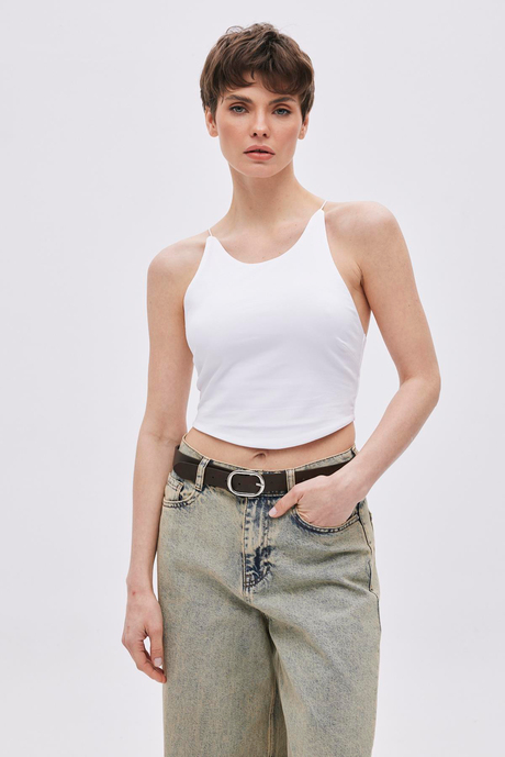 Beyaz Halter Yaka Crop