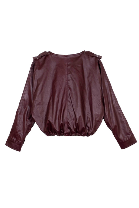 Bordo Oversize Deri Ceket