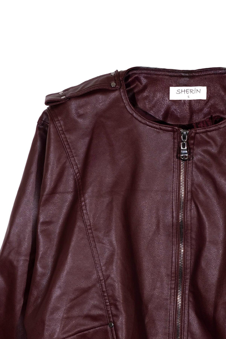 Bordo Oversize Deri Ceket