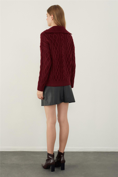 SAÇ ÖRGÜLÜ BOĞAZLI KAZAK