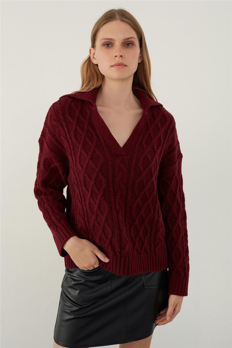 SAÇ ÖRGÜLÜ BOĞAZLI KAZAK