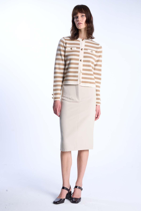 Çizgili Düğmeli Hırka