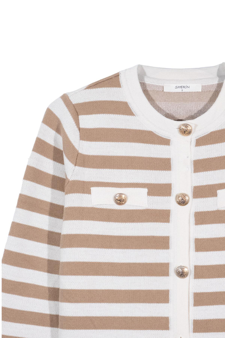 Çizgili Düğmeli Hırka