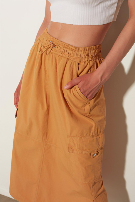Camel Kargo Cepli Yırtmaçlı Midi Etek SS23S4786CA
