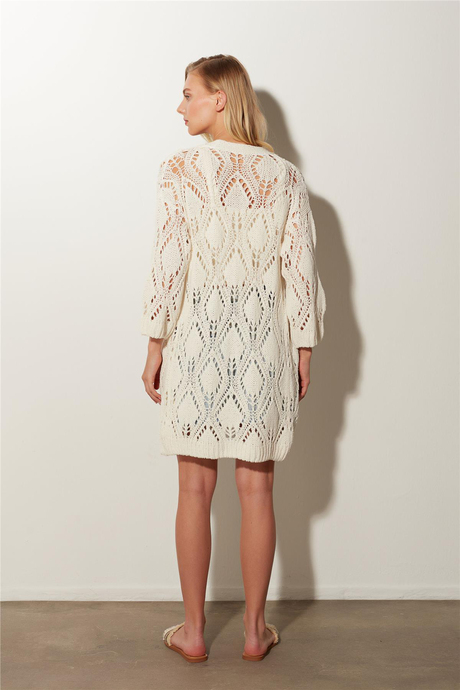 Ekru Ajurlu Triko Hırka SW23C4776EK