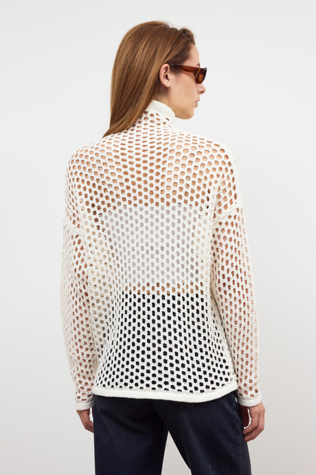 Ecru Pointelle Knitwear Sweater