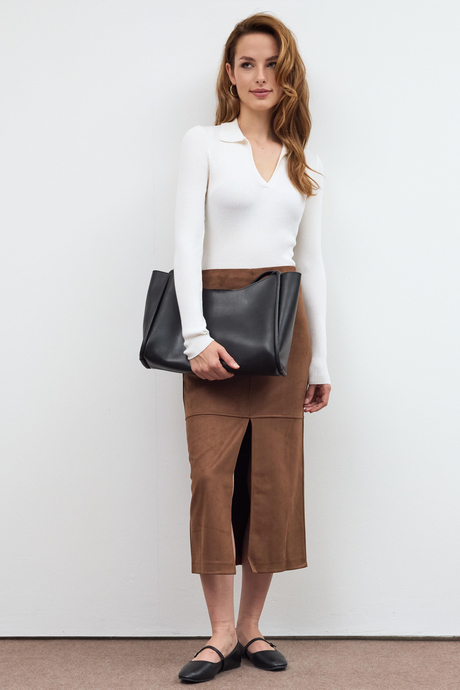 Ekru Polo Yaka Kazak