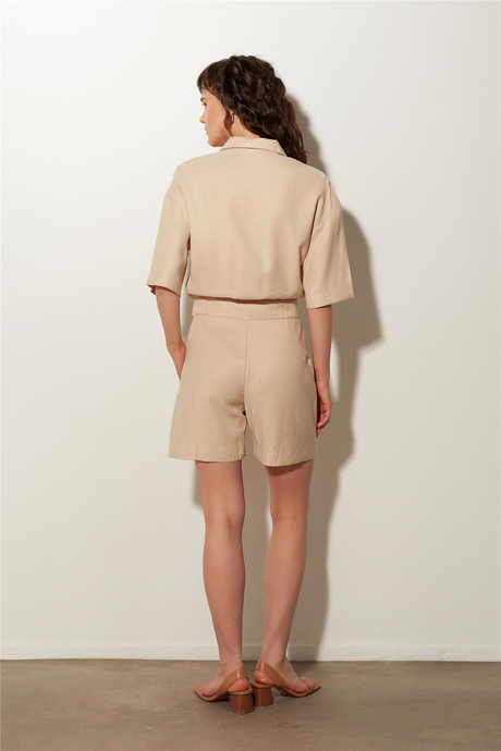 Ekru Tencel Şort Tulum SS23T4791EK