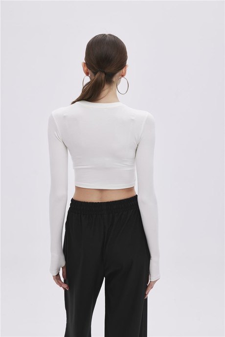 EKRU UZUN KOLLU CROP KAZAK