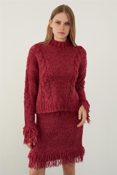 SAÇ ÖRGÜLÜ PÜSKÜLLÜ TAKIM