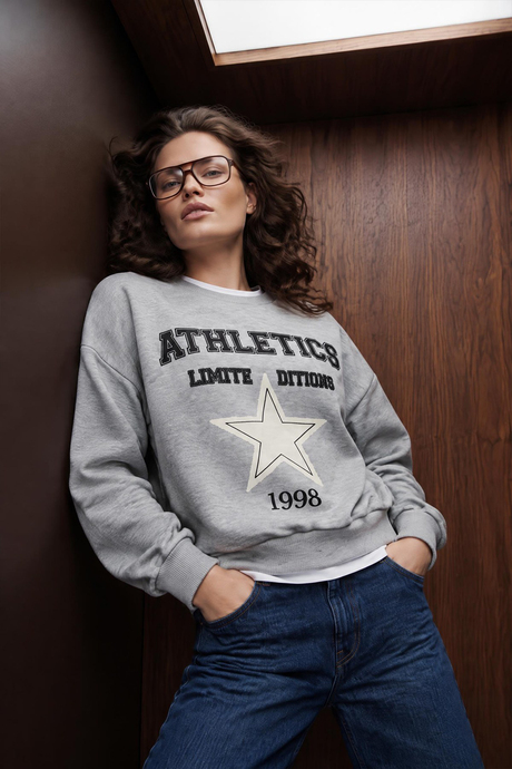 Gri Baskılı Sweatshirt