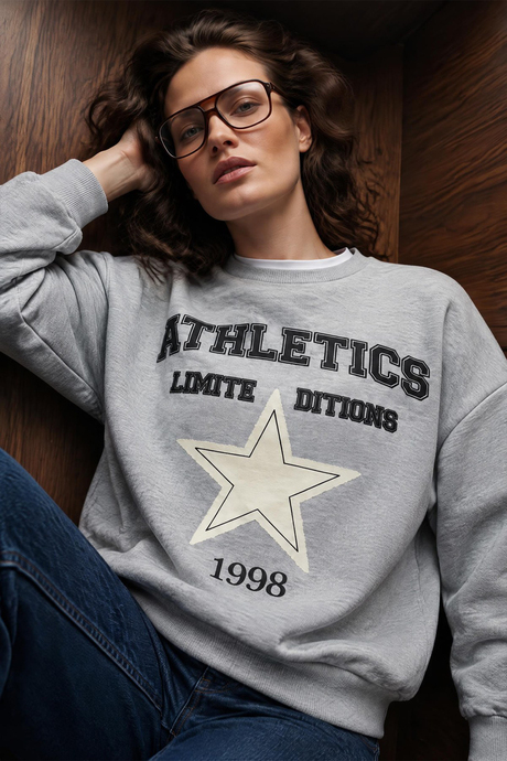 Gri Baskılı Sweatshirt