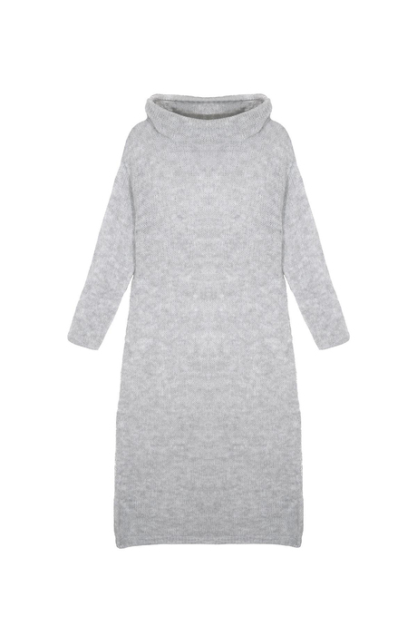 Gri Transparan Triko Elbise