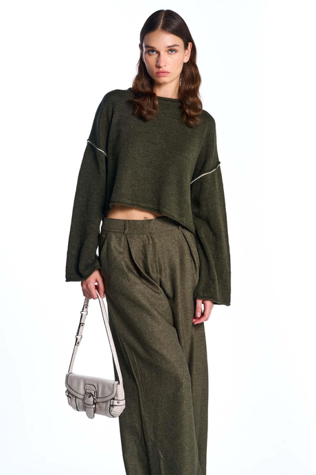 Haki Basic Triko Kazak