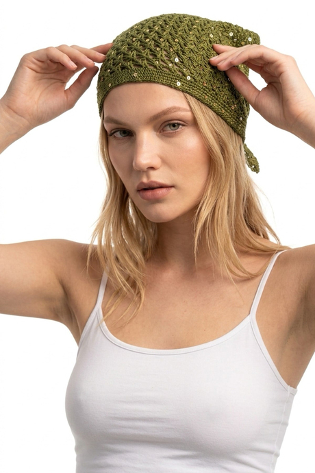 Haki Örgü Bandana 2