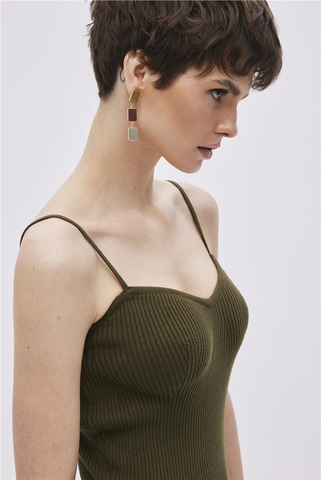 HAKİ ASKILI TRİKO ELBİSE