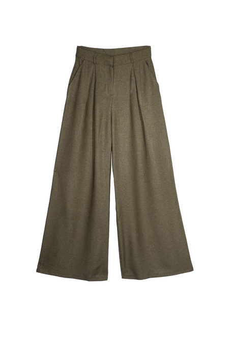 Haki Wide Leg Yüksek Bel Pantolon