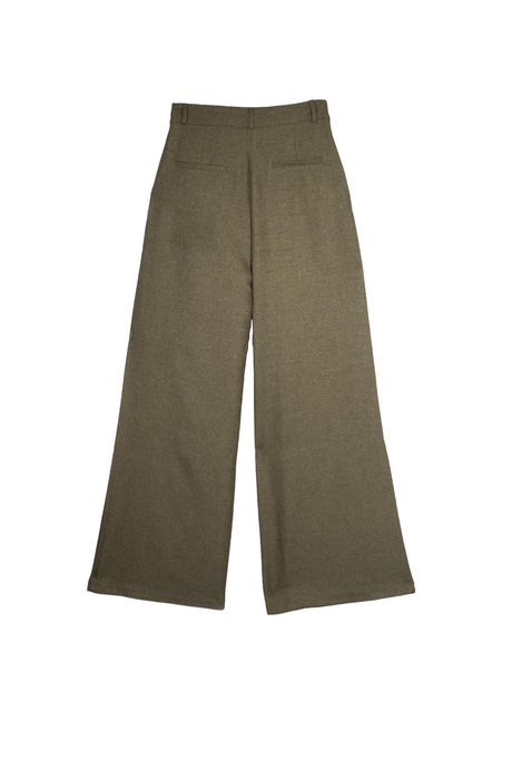 Haki Wide Leg Yüksek Bel Pantolon