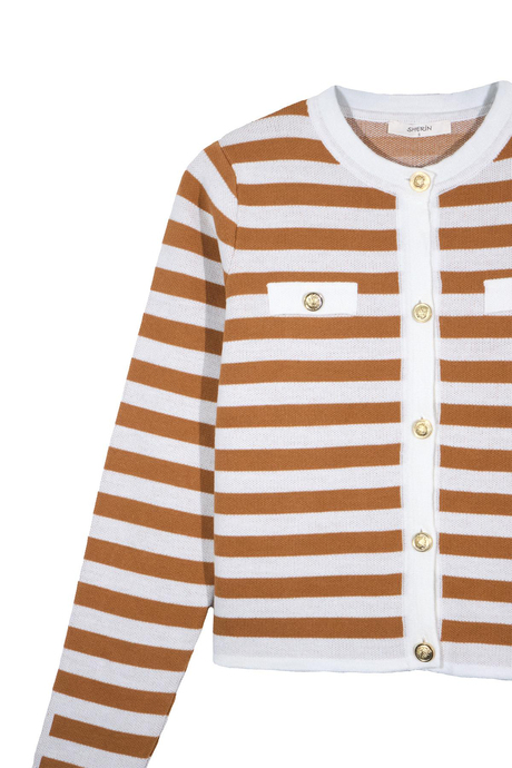 Çizgili Düğmeli Hırka