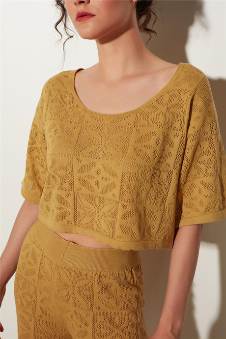 Hardal Kazak Pantolon Desenli Triko Takım SWTK4652-53HR