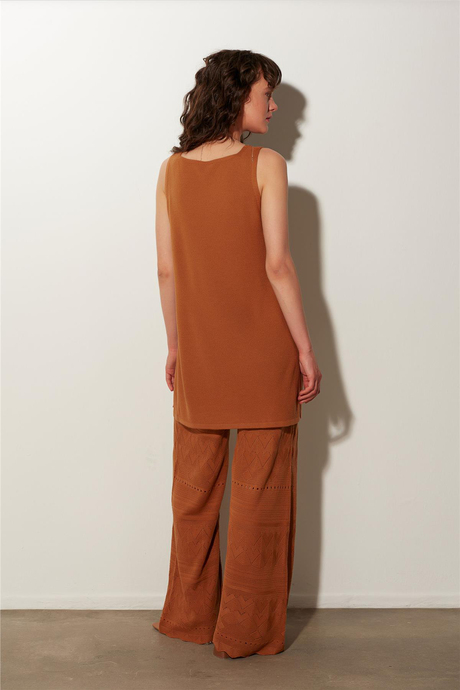 Hardal Örgü Desenli Triko Tunik Pantolon Takım SS23TK480102HR