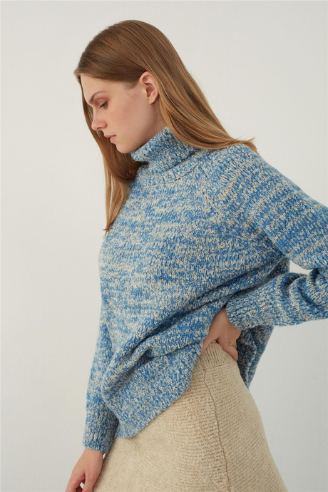 BALIKÇI YAKA KARIŞIMLI KAZAK