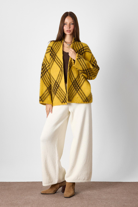 Kahvel EKOSELİ OVERSİZE TRİKO HIRKA