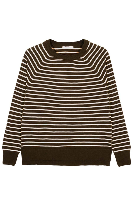 Kahverengi Bisiklet Yaka Çizgili  Kazak