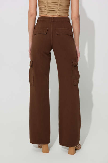 Kahverengi Bol Paça Kargo Pantolon SS23P4741KA