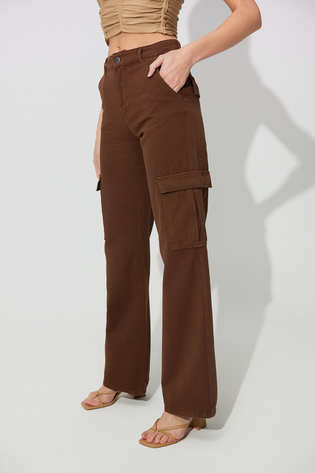 Kahverengi Bol Paça Kargo Pantolon SS23P4741KA