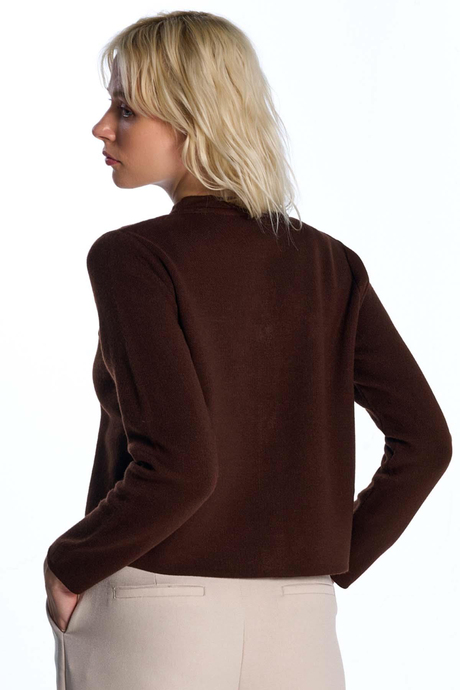 Kahverengi Düğmeli Triko Hırka