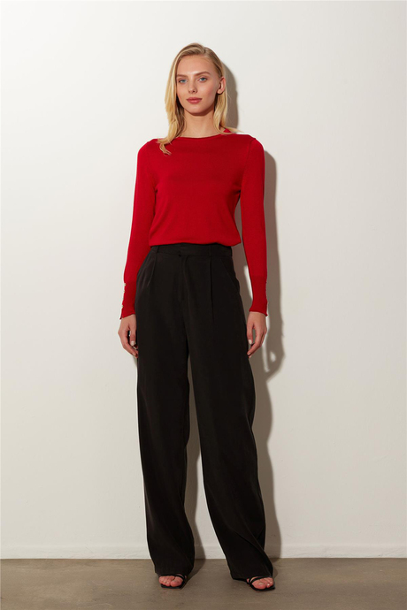 Kırmızı Basic Triko Kazak SWK4626KI