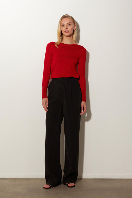 Kırmızı Basic Triko Kazak SWK4626KI