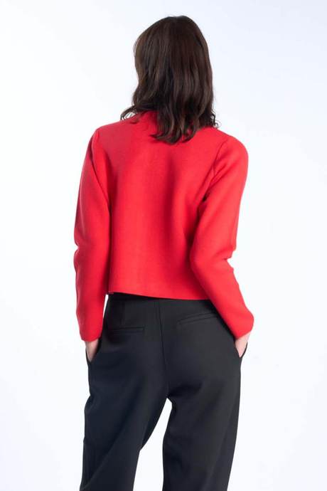 Kırmızı Düğmeli Triko Hırka