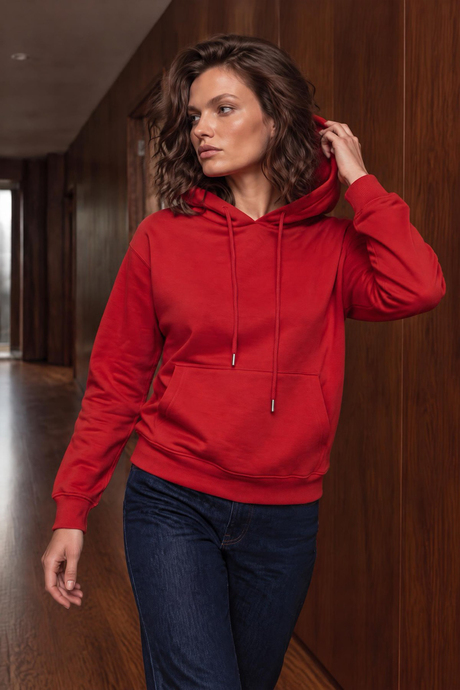 Kırmızı Kapüşonlu Sweatshirt