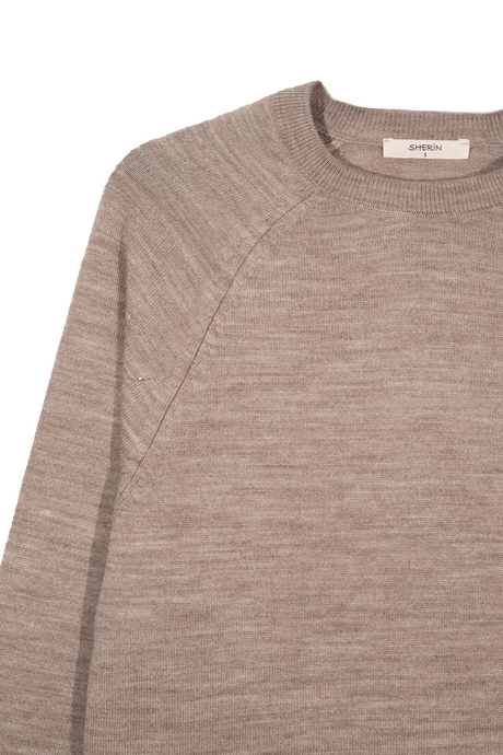 Koyu Bej Bisiklet Yaka Kazak