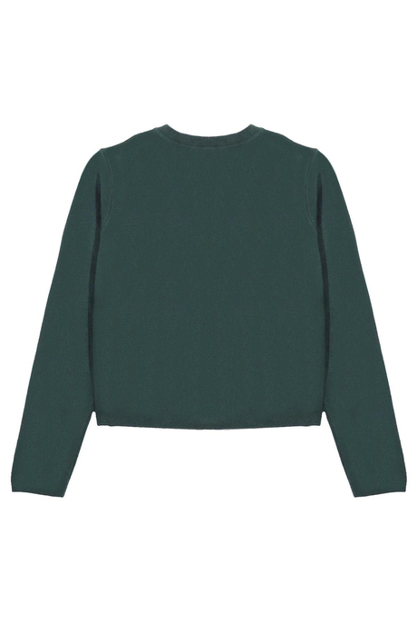 Koyu Yeşil Düğmeli Triko Hırka