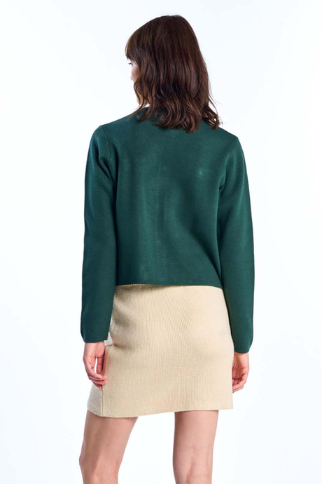 Koyu Yeşil Düğmeli Triko Hırka