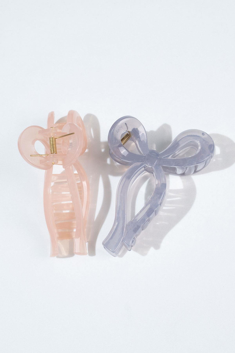Lila ve Pembe Fiyonk Mandal Toka 2'li Set