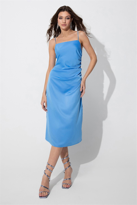 Mavi Büzgülü Midi Boy Elbise SS23D4734MA