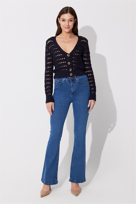 Mavi İspanyol Paça Yüksek Bel Jean SS23JP4743MA