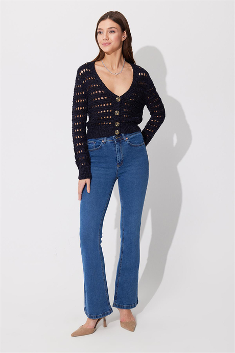 Mavi İspanyol Paça Yüksek Bel Jean SS23JP4743MA