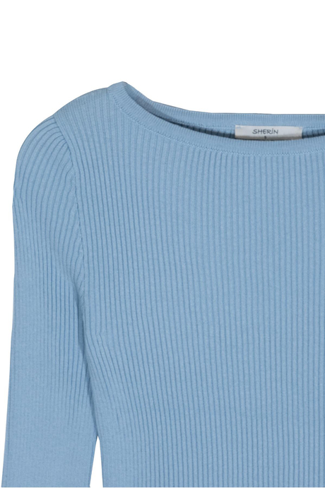 Blue Long Sleeve Ribbed Sweater