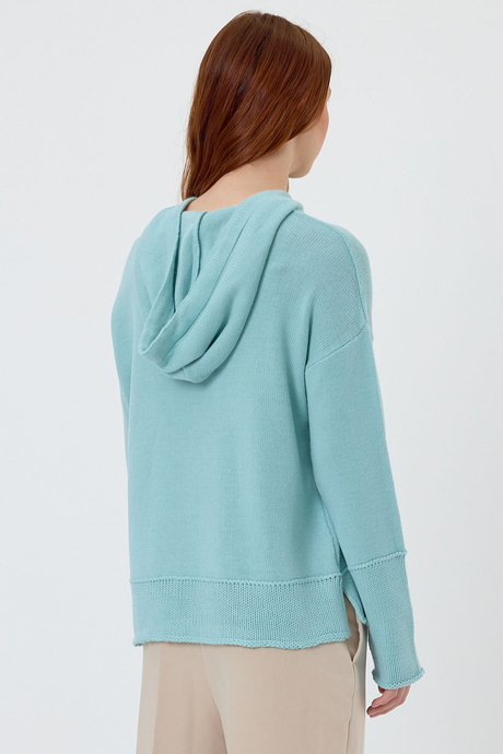 Mint Kapüşonlu Triko Sweat SWK4618Mİ