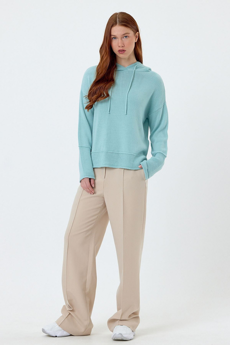 Mint Kapüşonlu Triko Sweat SWK4618Mİ