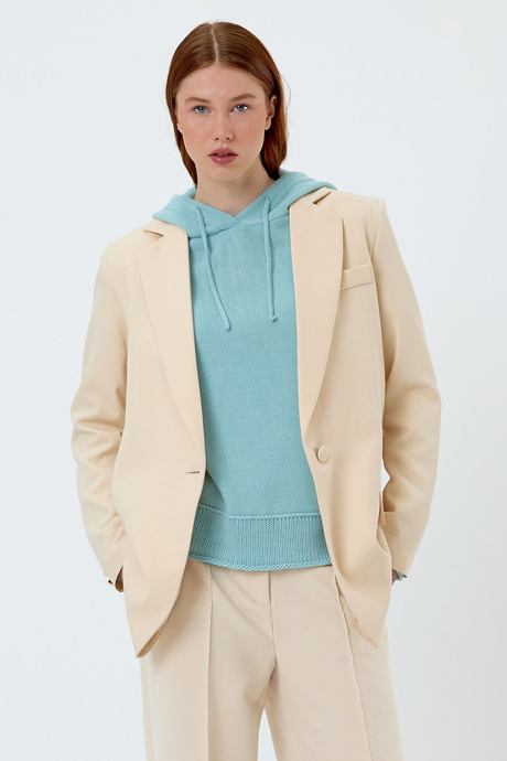 Mint Kapüşonlu Triko Sweat SWK4618Mİ