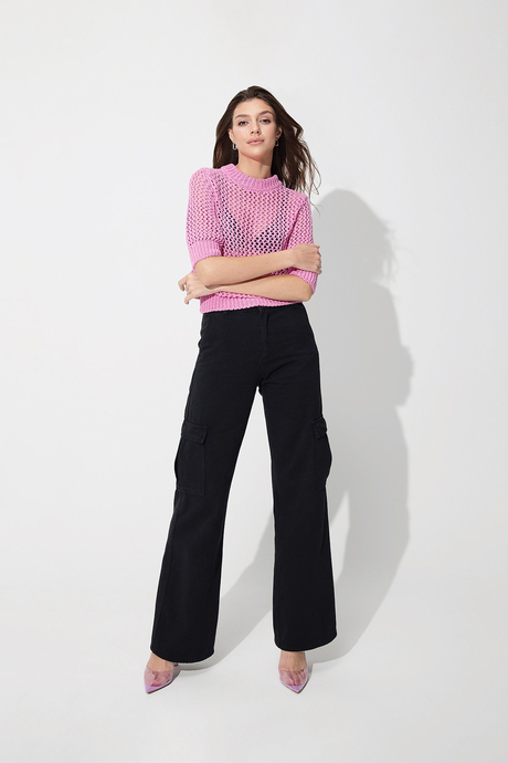 Pembe Bisiklet Yaka Ajurlu Kazak SS23K4750PE 