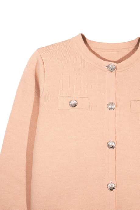 Pembe Düğmeli Triko Hırka